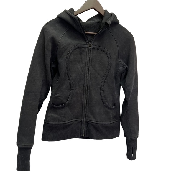 Lululemon Black Scuba Hoodie Stretch Lined Hood Size 8 - Picture 4 of 11